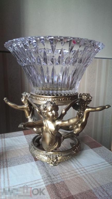 Ваза  Ангелочки (014). Бронза. Хрусталь.