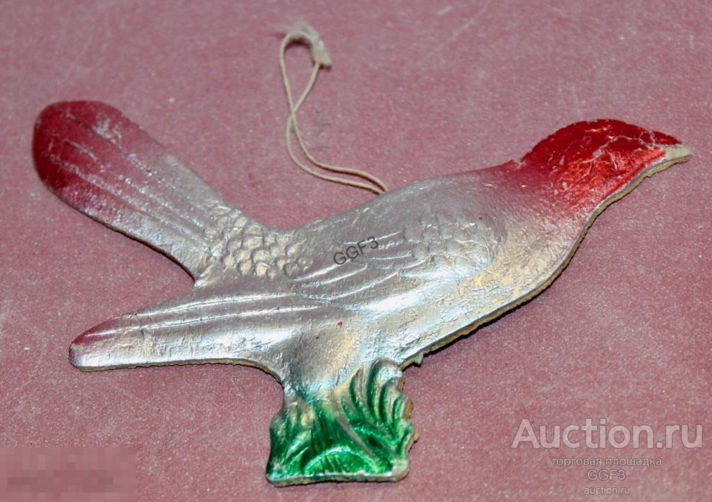 Советская Картонная Ёлочная игрушка картонаж Птица. Птичка. Штампованный картон СССР. 