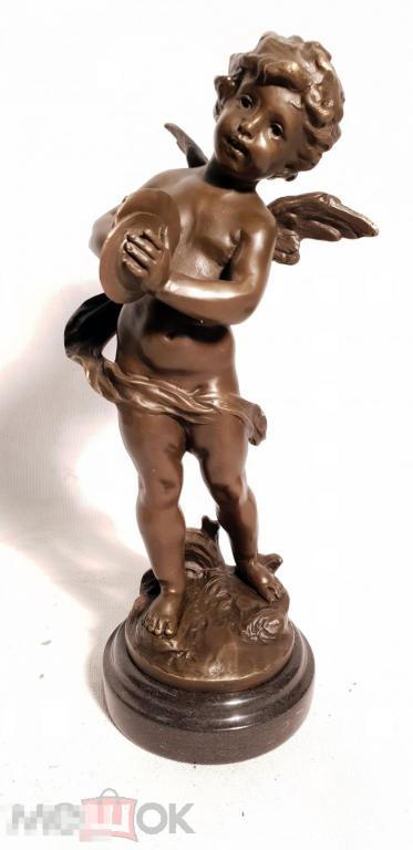 Мальчик с тарелками EP-081, бронза. Ангелочек. Статуэтка. Дети.