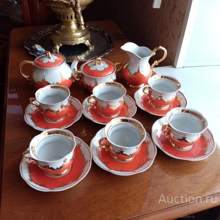 Чайный сервиз на 6 персон КРАСНЫЙ БУТОН Барановский ФЗ
