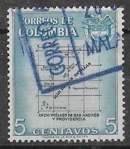 Колумбия 1956 г. Карта, гаш.