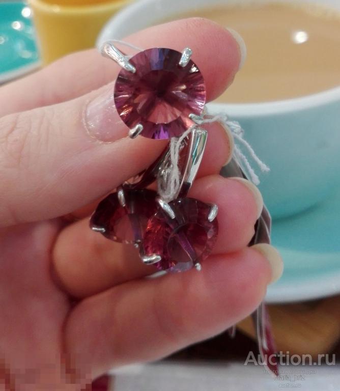 Комплект серебро 925 крупные натуральные родолиты РЕДКИЙ 