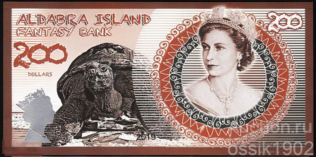 Купюры Сейшельских островов. Aldabra Island Note. 2019 долларов в рублях