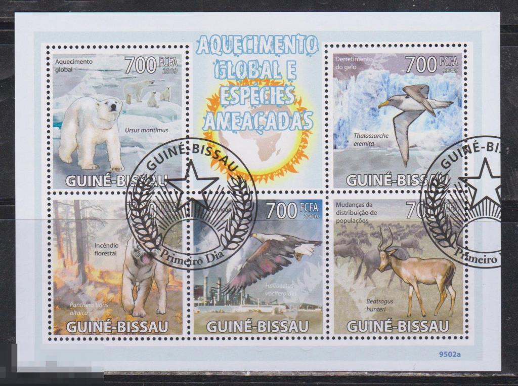 (1) Гвинея-Биссау 2009 Птицы тигр медведь экология 