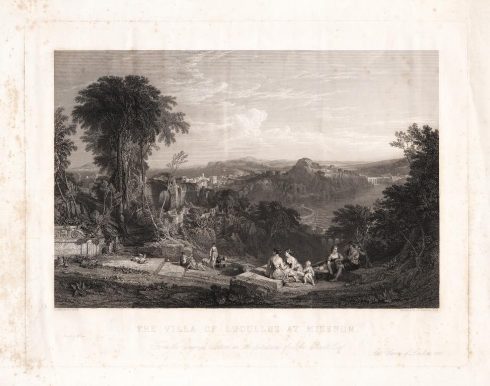1851 г. Большая гравюра Италия, Неаполитанский залив R0273