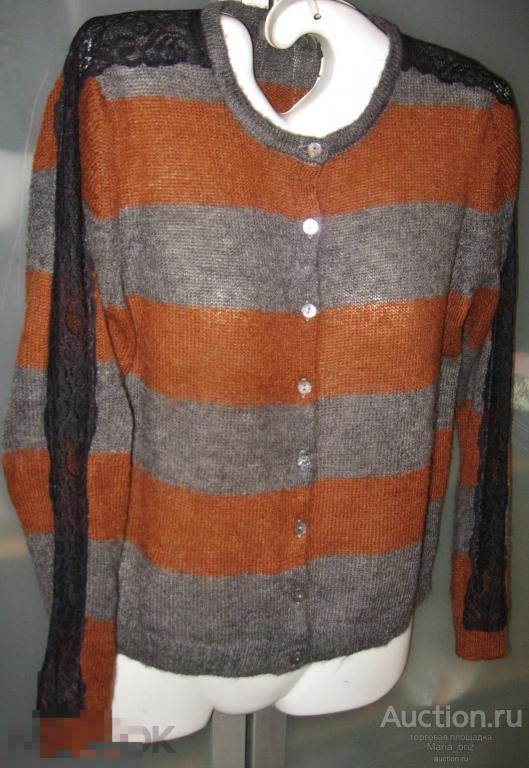 Шикарный необычный кардиган с кружевом So Allure Италия мохер 