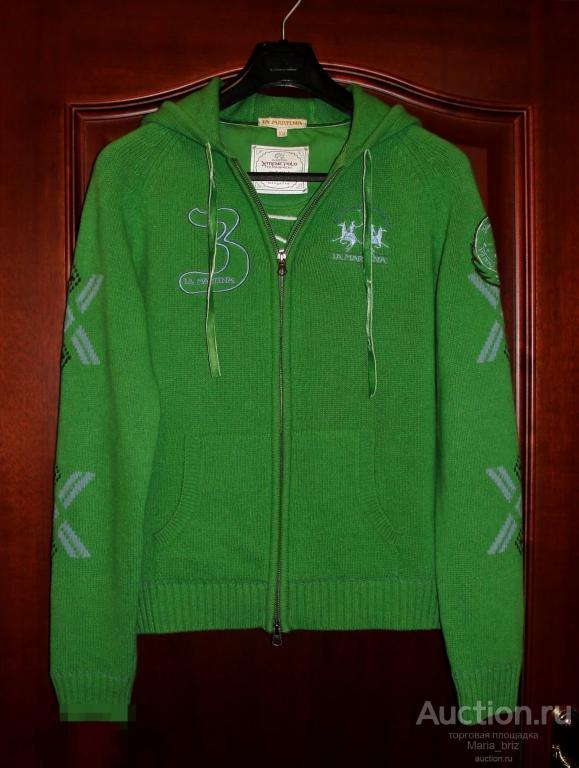 Кардиган капюшон карманы La Martina Италия шерсть монгольских овец 400 евро 