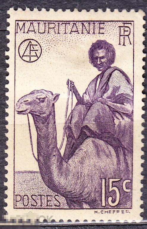 Французские колонии Мавритания 1938 Бедуин верблюд 