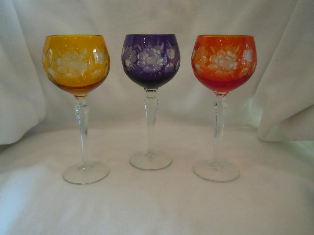 Бокалы цветной хрусталь Германия 1960гг, выс-19см (3шт)