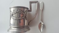 Царский серебряный подстаканник ложечка, ФАБЕРЖЕ серебро 84