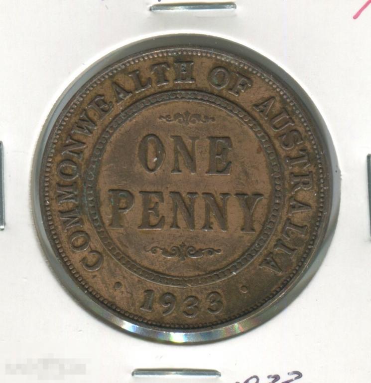 Австралия 1 пенни 1933 год Георг 5 