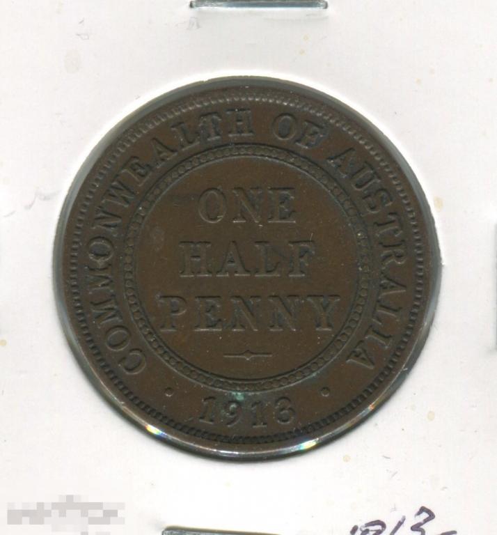 Австралия 1/2  пенни 1913 год Георг 5 
