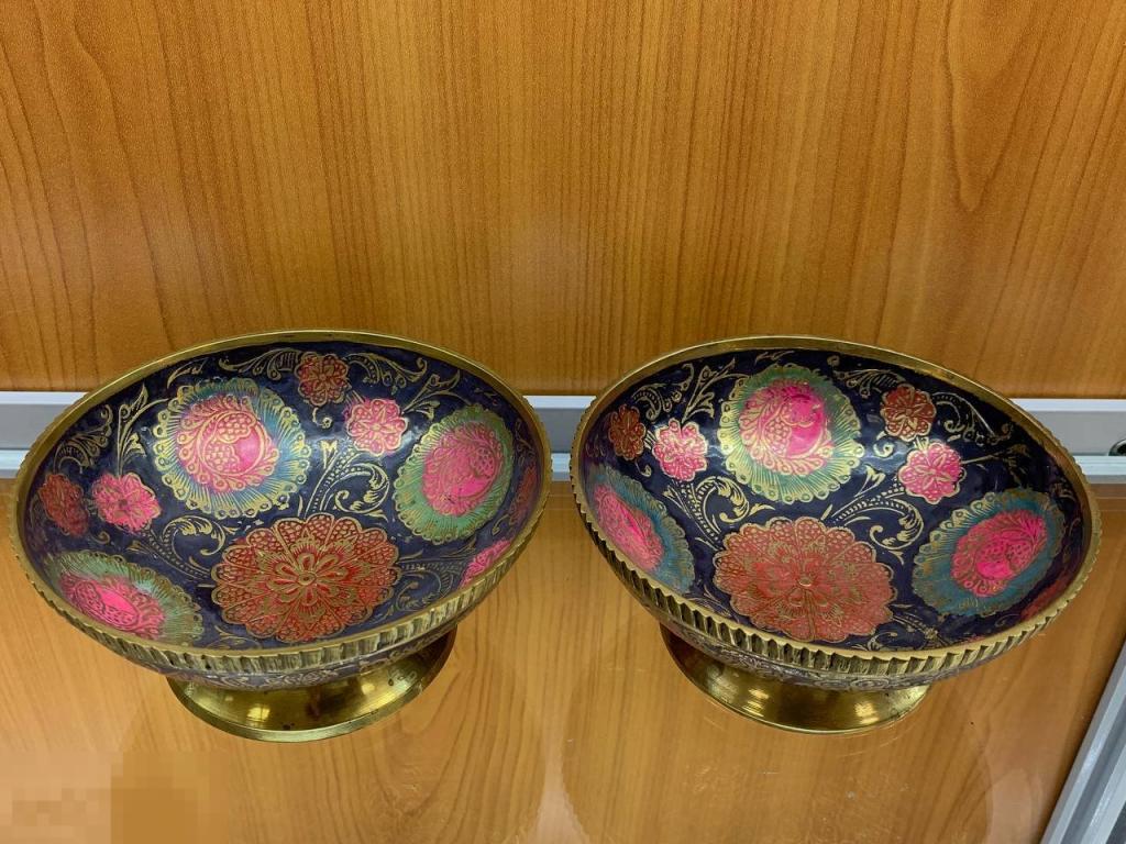 Индия набор из 2-х медных салатников 1970 год эмаль 