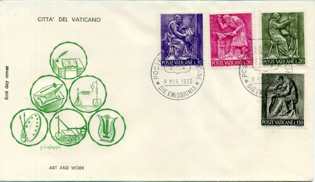 Ватикан (Д0382) КПД Профессии Искусство 1966 Музыка Кузнечное дело Кузнецы Художники Педагоги