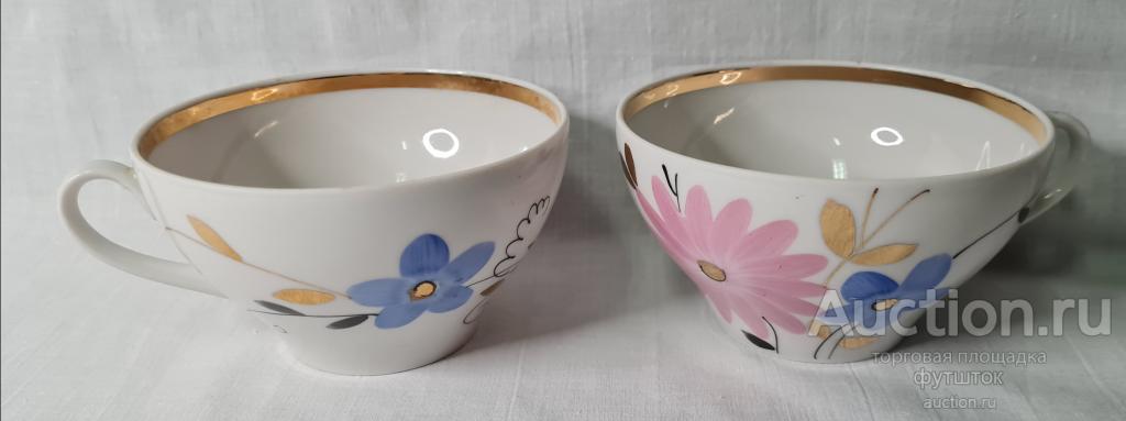 Чашка чайная Фарфор Дулево Роспись СССР Отличное состояние (2.4.11)