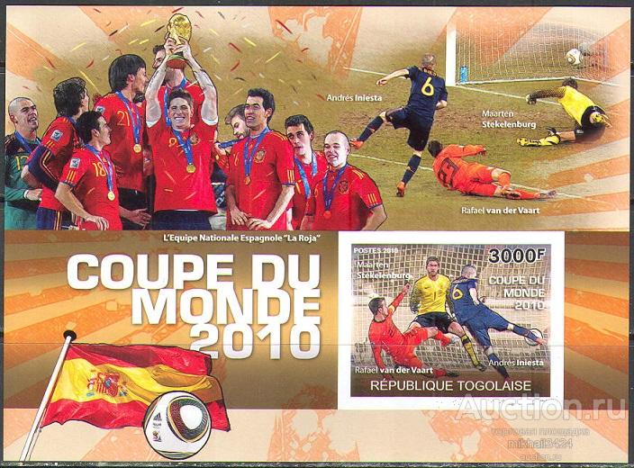 А0042 ✅ Спорт Футбол Чемпионат мира FIFA 2010 Того Блок б/з ** 24МЕ