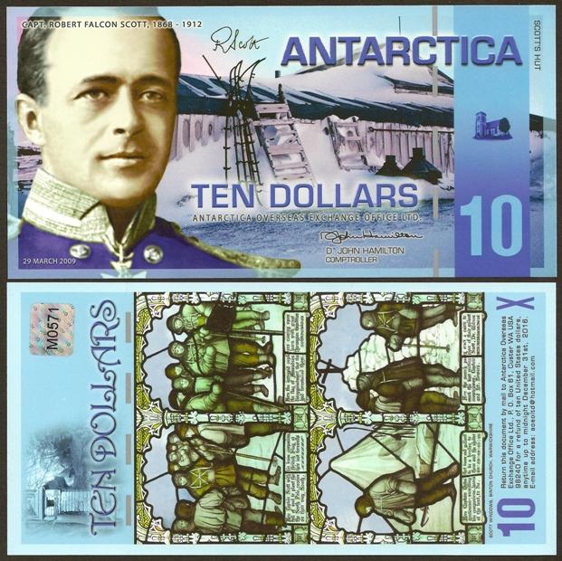 Антарктика  - 10  долларов 2009  г.,  UNC