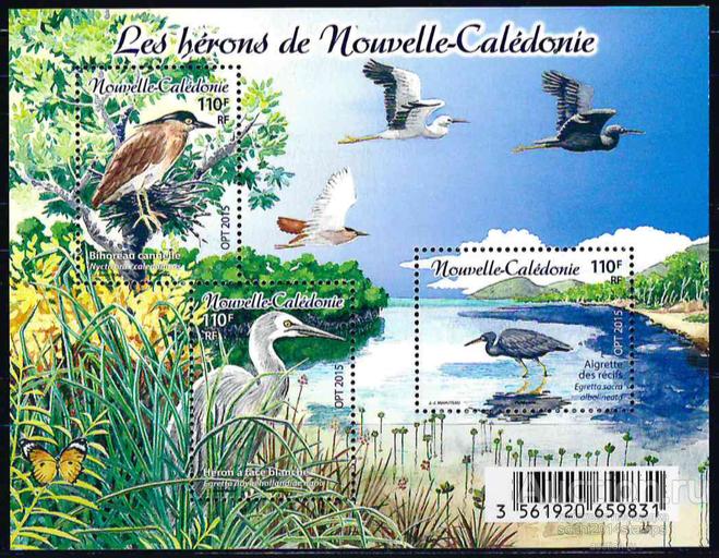 Новая Каледония. 2015 год. Фауна, птицы. Блок