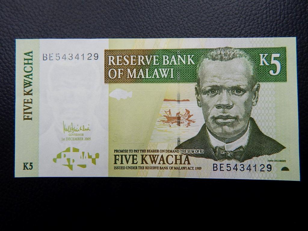 Бона 5 квача 2005 года Малави ВЕ 5434120 UNC