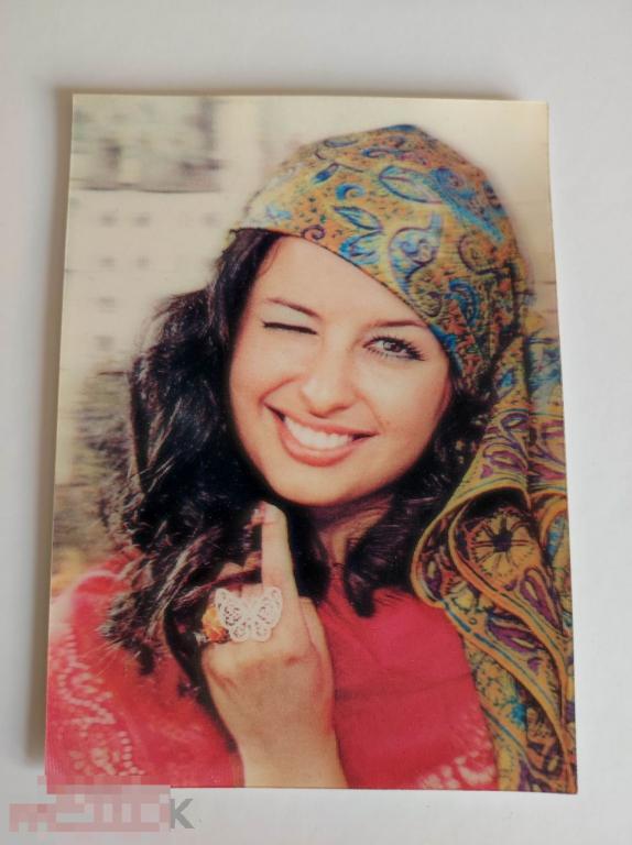 Стерео открытка подмигивает девушка 3D варио объемная моргает Toppan Япония переливная чистая 