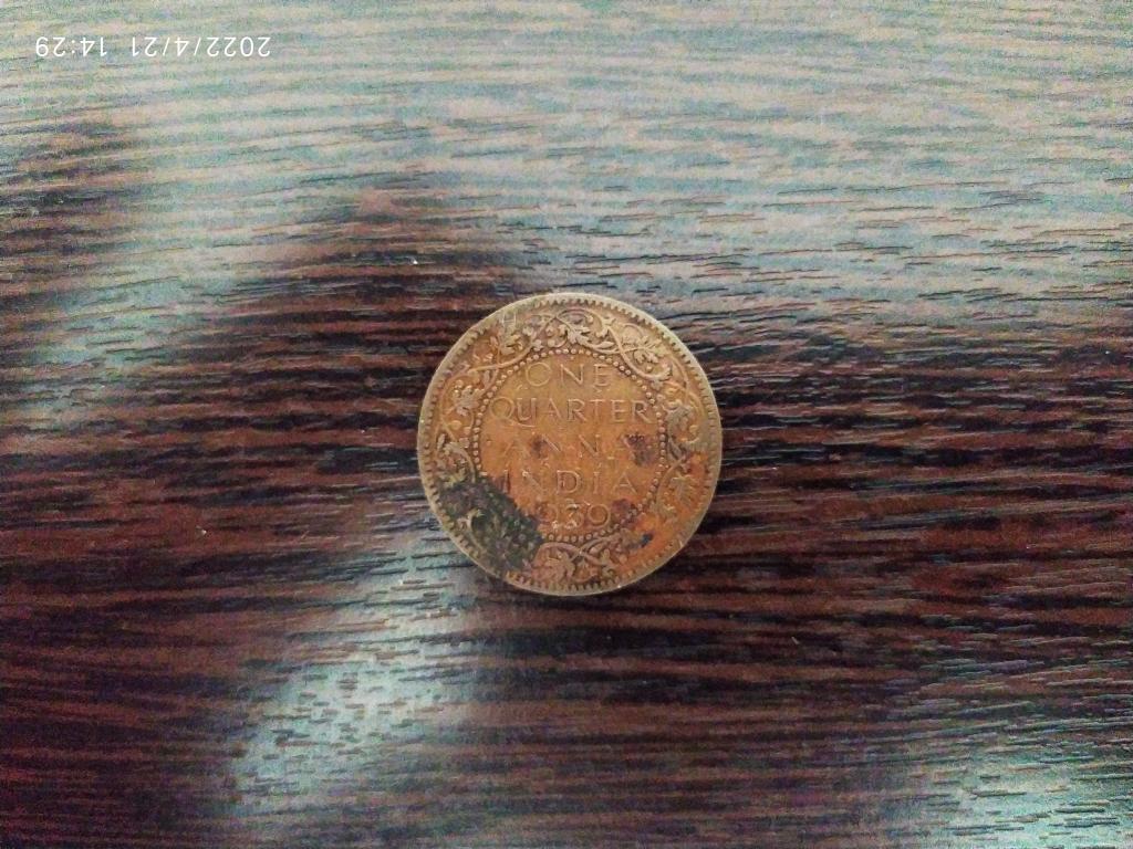 Монеты.Индия Британская.1939.1/4 анна