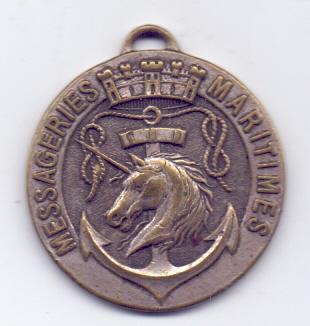 Медаль Messageries Maritimes французское пароходное общество, основано Наполеоном III Франция