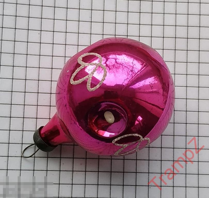 Елочная стеклянная игрушка шар шарик розовый * 