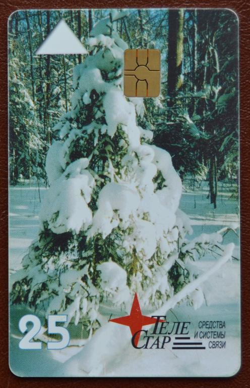 Телефонная карта. ТелеСтар.  Домодедово. Елка в снегу  25 ед Чип 2 - 65