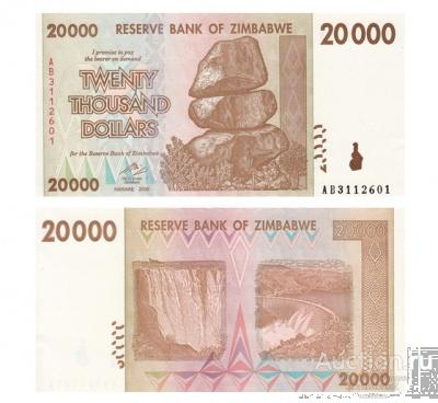 20000 долларов 2008 Зимбабве, копия арт. 19-16794