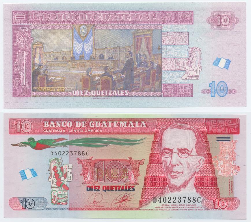Гватемала 10 кетсалей 2012-2015 diez quetzales UNC