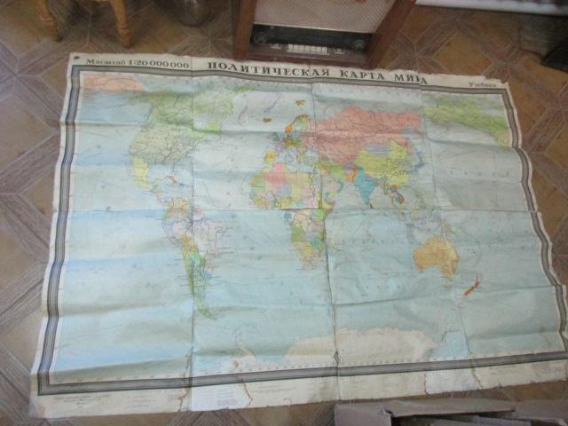 ПОЛИТИЧЕСКАЯ КАРТА МИРА. ВРЕМЕН СССР. БОЛЬШАЯ 120*175 СМ.   № 80