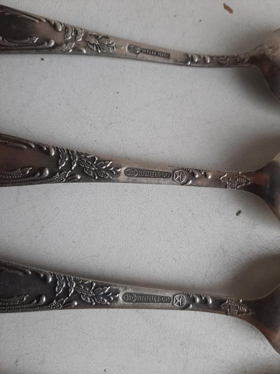 Ложки чайные. Мельхиор. СССР  ЗиШ серебрени