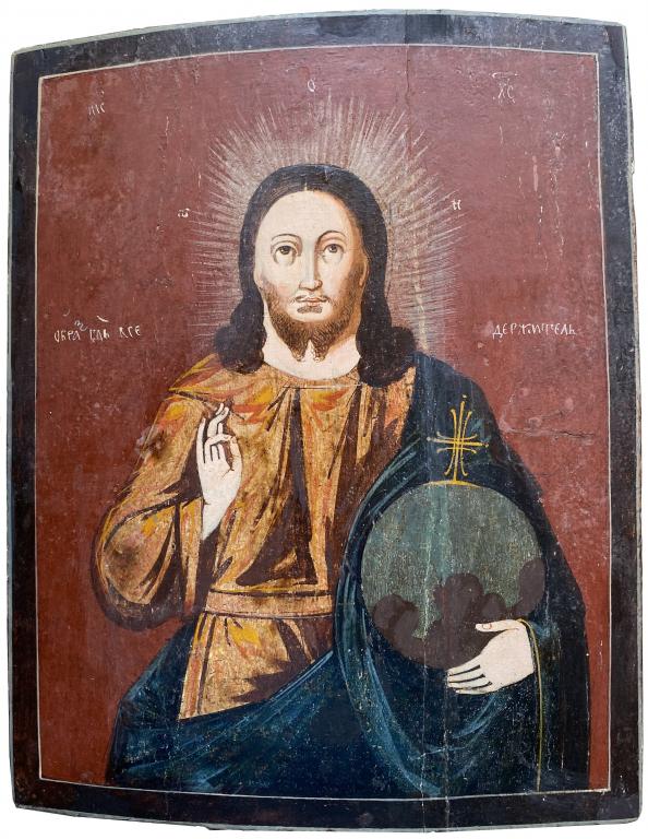 Антикварная Икона Иисус Христос Господь Вседержитель Ранний Холуй 1820 - 1830 гг Гарантия Подлинност