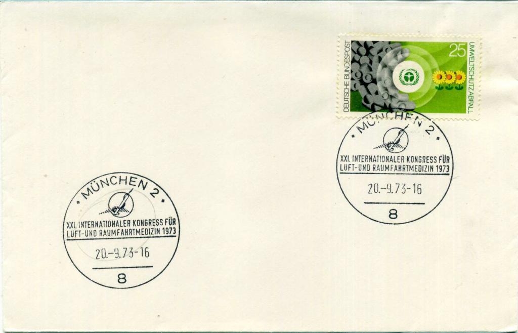 Германия ФРГ (К1847) Конверт СГ Авиация Космонавтика Медицина 1973 Космос
