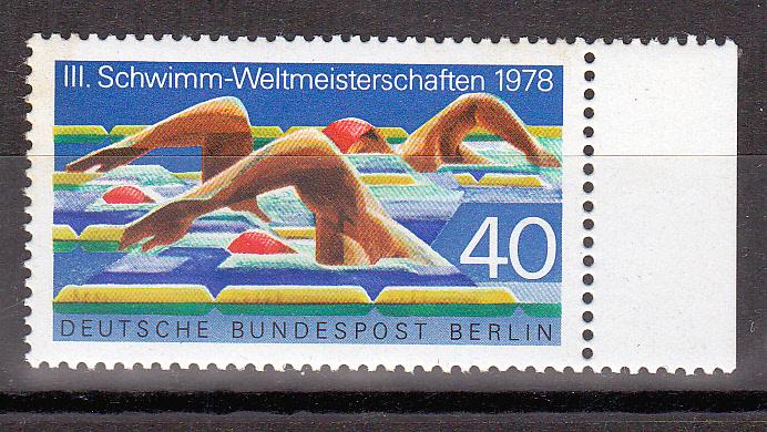 Марки Западный Берлин Германия 1978 г. Спорт Серия Mi 571 MNH Плаванье