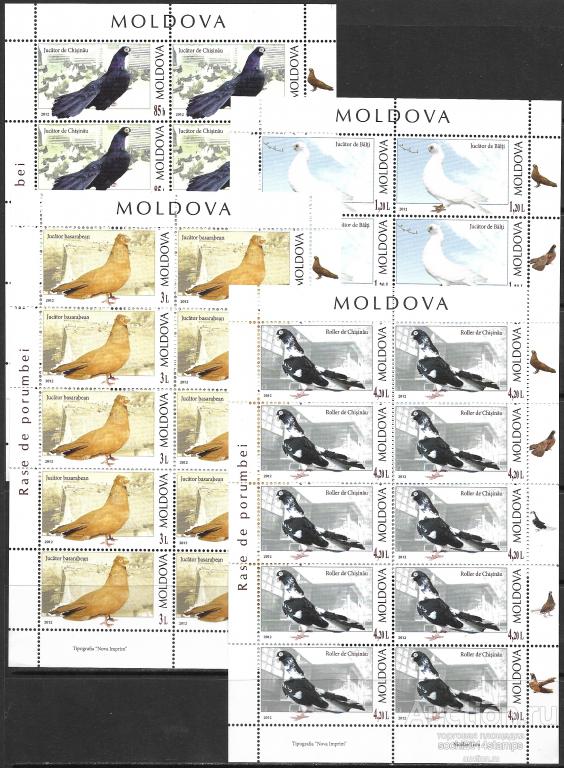 Молдавия. 2012 год. Фауна, голуби. 4 листа