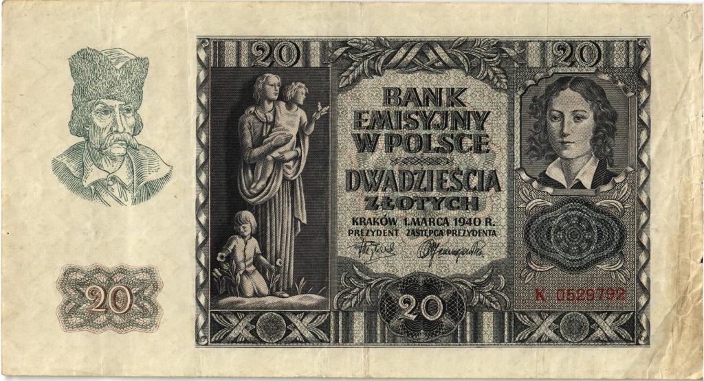 20 злотых 1940 г. Польша