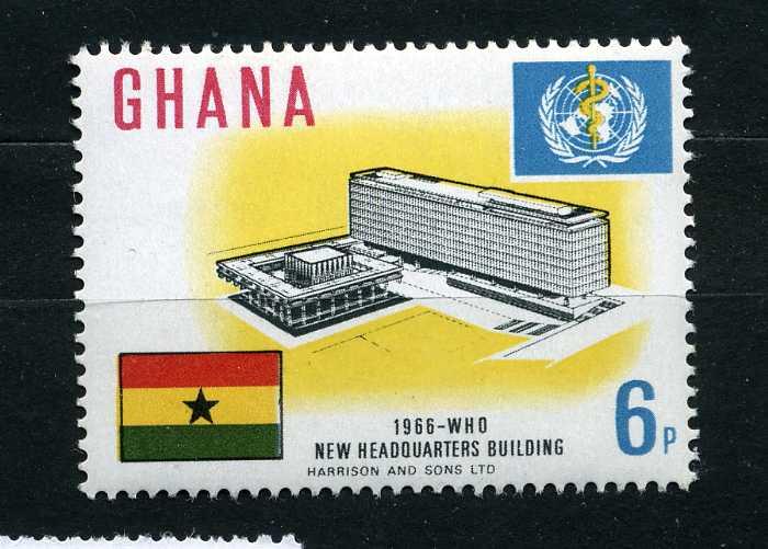 Гана. Здание ВОЗ в Женеве. Медицина. 1 марка. 1966.**