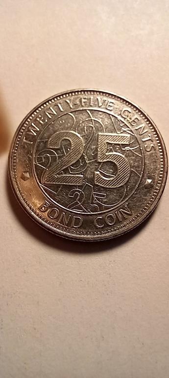 ЗИМБАБВЕ 25 центов  2014 год,  UNC