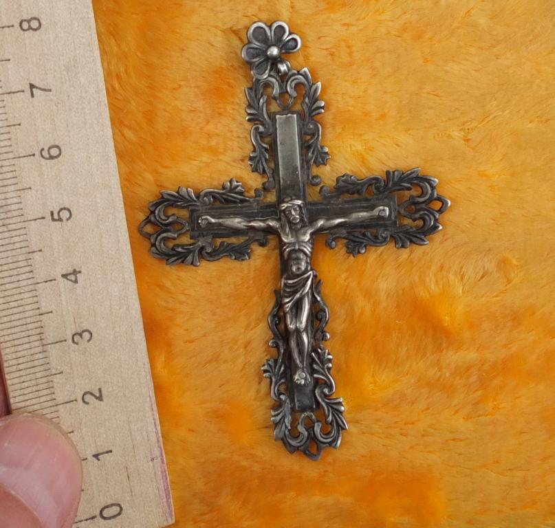 серебряный крест распятие, серебро 875 проба