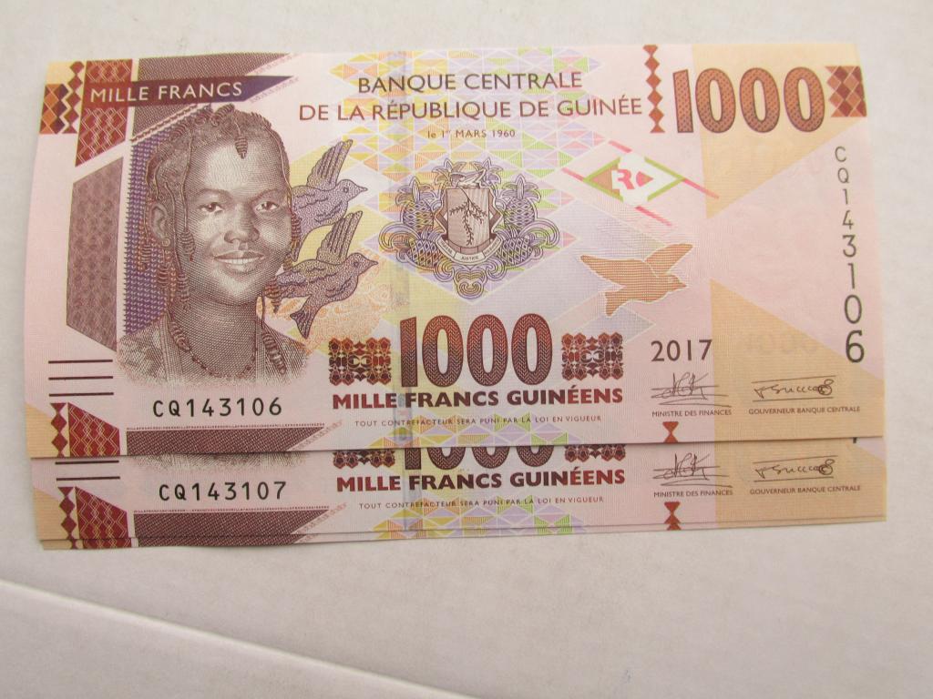 1000 франков 2017 Гвинея пресс UNC