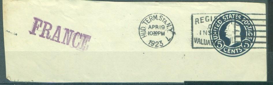 США 1923 г. вырезка Заказное во Францию