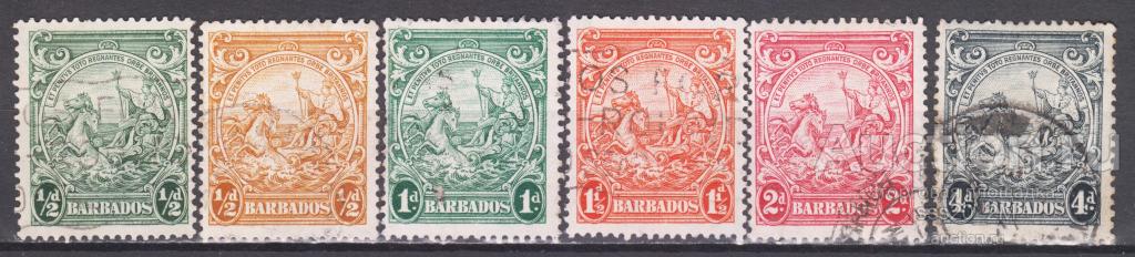 Барбадос 1938 колониальная печать Mi155А,156A,158А,159А,160Ab,164А