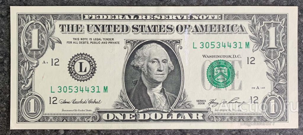 США 1 ДОЛЛАР 2006  12L (КАЛИФОРНИЯ) БЛОК L-M   'UNC!!!' (см.фото)