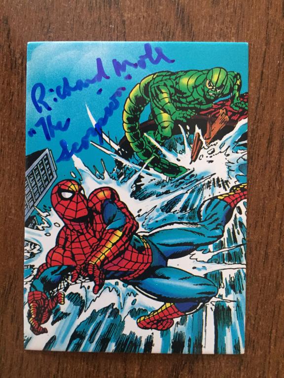 Ричард Молл автограф на карточке Человек-паук