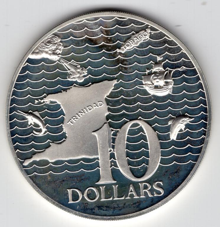10 долларов - Тринидад и Тобаго - 1972 - 10 лет независимости - серебро 925 - KM#16