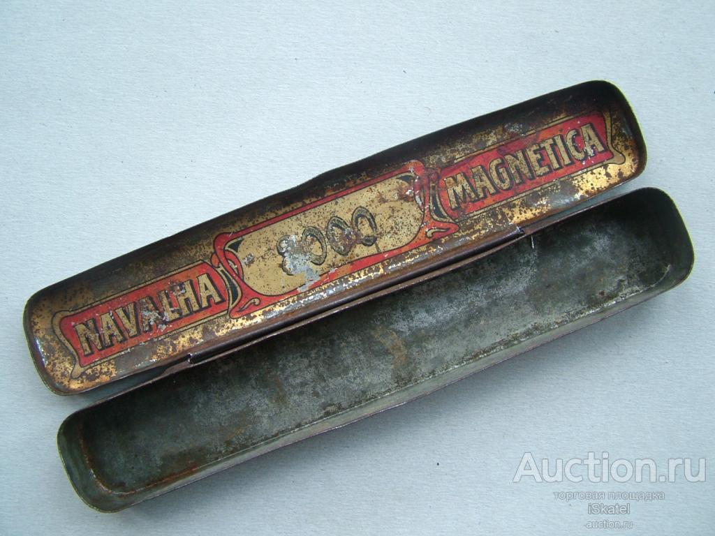 Жестяная коробочка футляр. NAVALHA  8000 MAGNETICA. Модерн 1900е гг