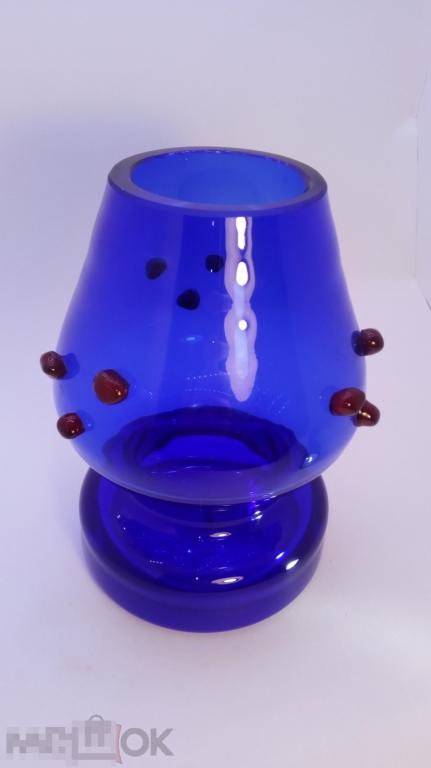 Хрустальная ваза "Бокал" синий кобальт  СССР редкость. Завод Гусь-Хрустальный