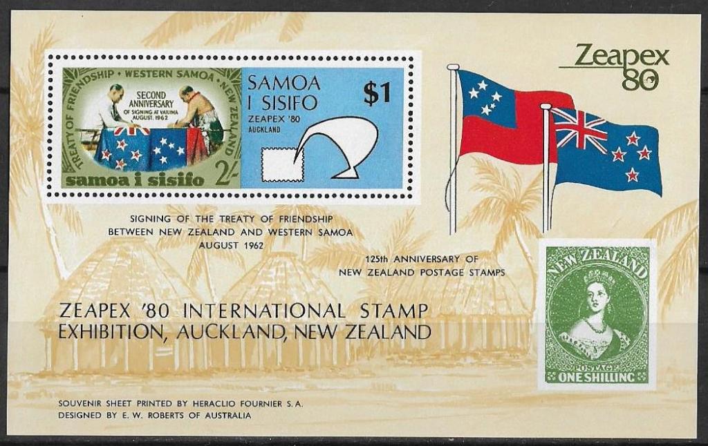 Самоа 1980 г. Филателистическая выставка Флаги Блок **
