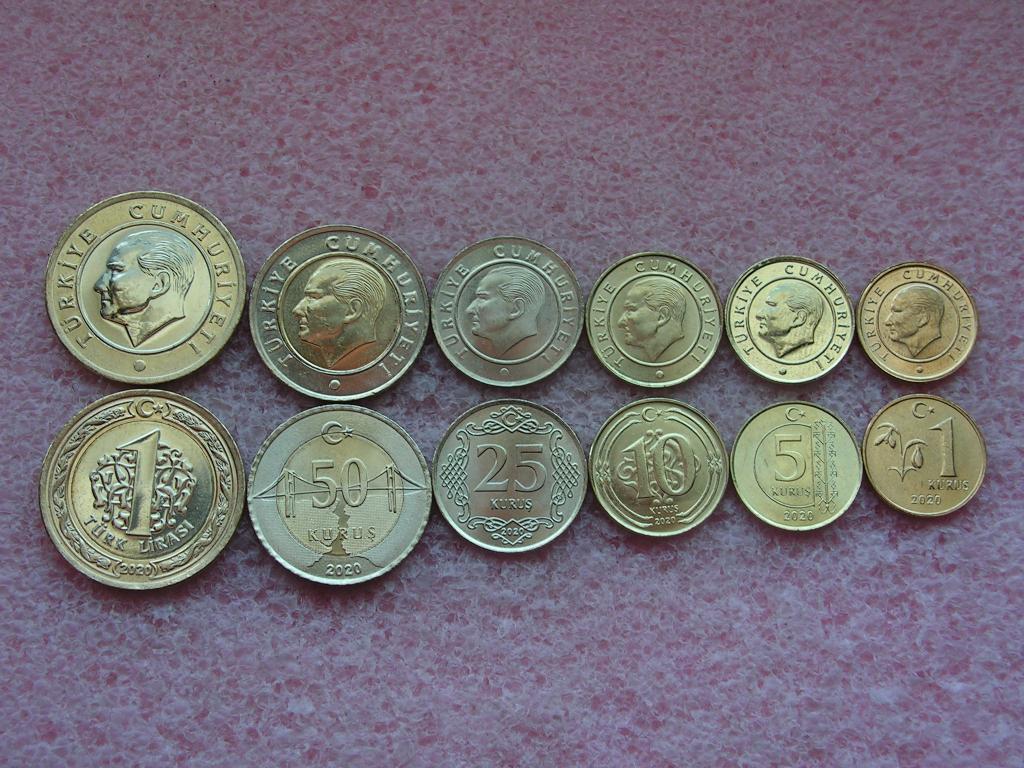 Турция набор 1 5 10 25 50 куруш 1 лира 2020 unc